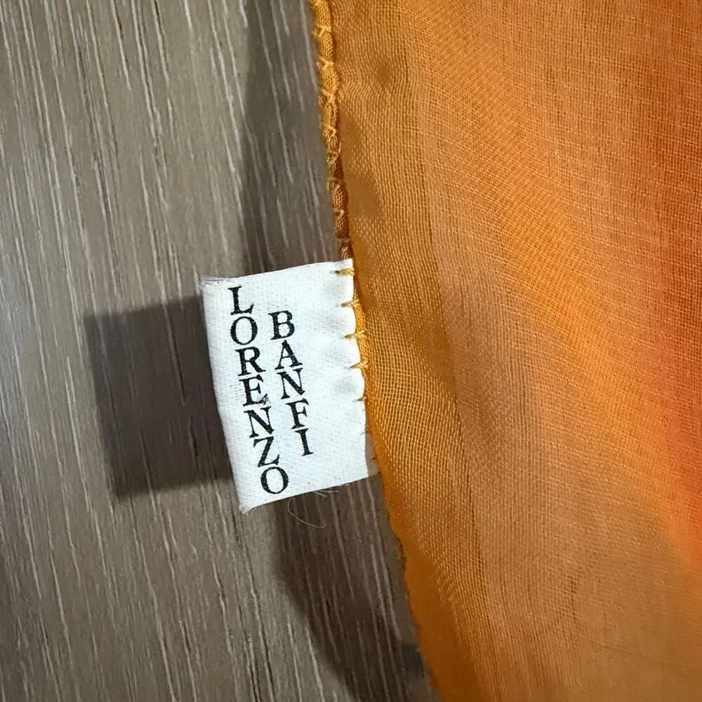Vintage Lorenzo Banfi Hand Dyed Orange 100% Silk Pocket Square Italian Luxury